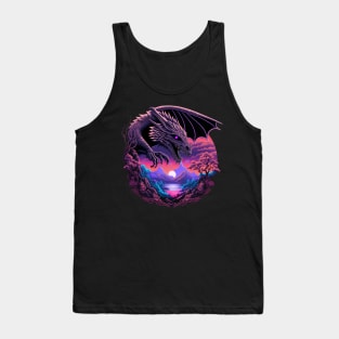 Retrowave Japanese Mythology Dragon Tank Top